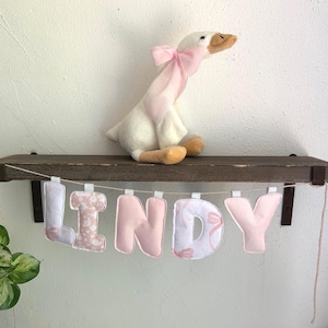 Custom Puff Name Banner – Handmade Fabric Letters for Kids *Pink*