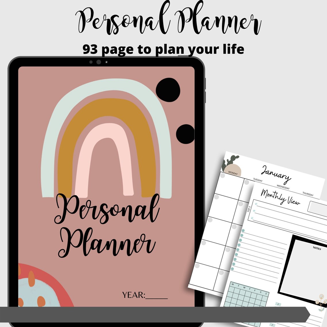 Printable Personal Planner: 8x11 letter size monthly weekly | Etsy