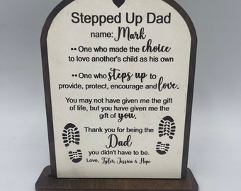 Gepersonaliseerde stiefvader-definitieplaquette - gegraveerd houten bord