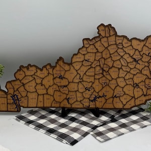 Kentucky County Map Wall Sign Gift for Kentucky Housewarming State Map