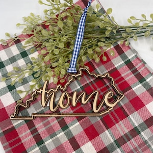 Kentucky Home Christmas Ornament Wooden Laser Cut Stained KY Ornament Christmas KY Home Ornament Wood Ornament
