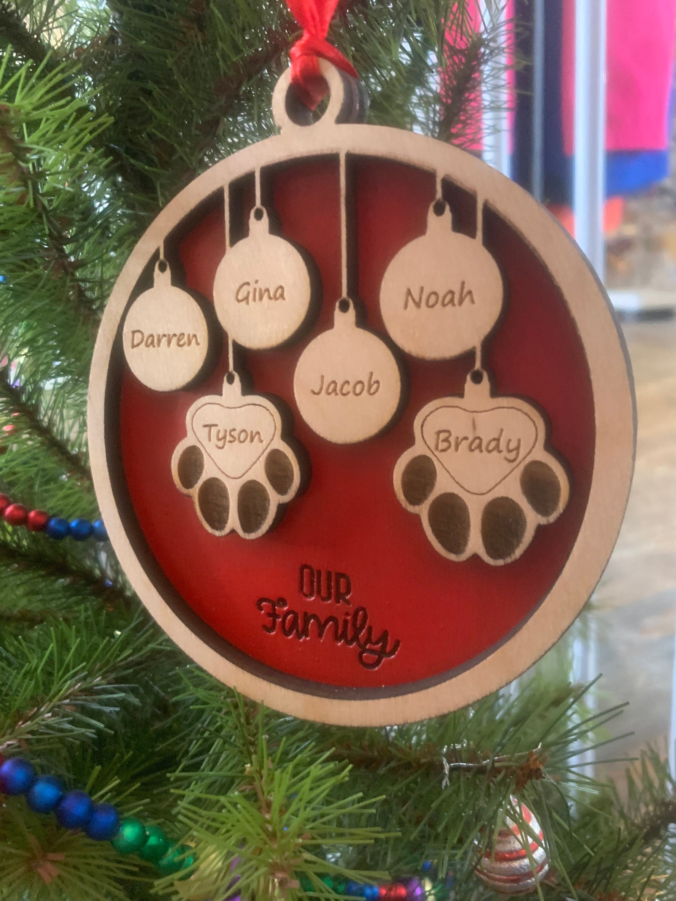 Our Family Personalized Christmas Ornament - Pets too!