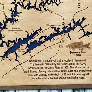 Norris Lake Map Lake Wall Map Knoxville Tennessee Gift Lake Norris Map ...