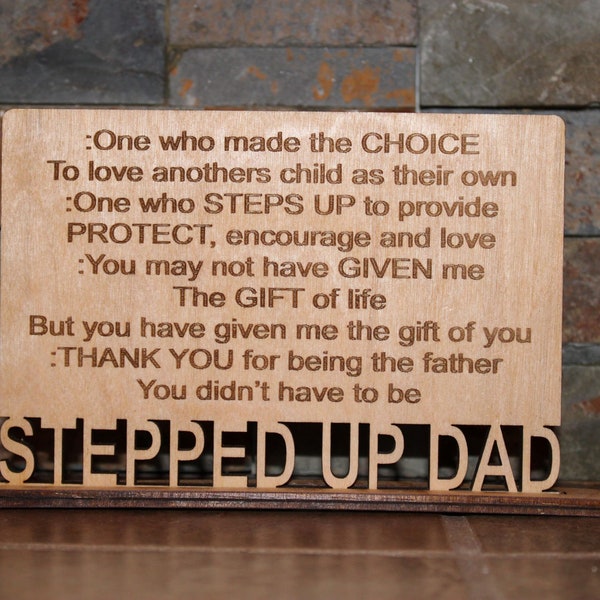 Definition of Stepped Up Dad - Wood Standing Sign Plaque - Step Dad Gift - Father's Day Gift