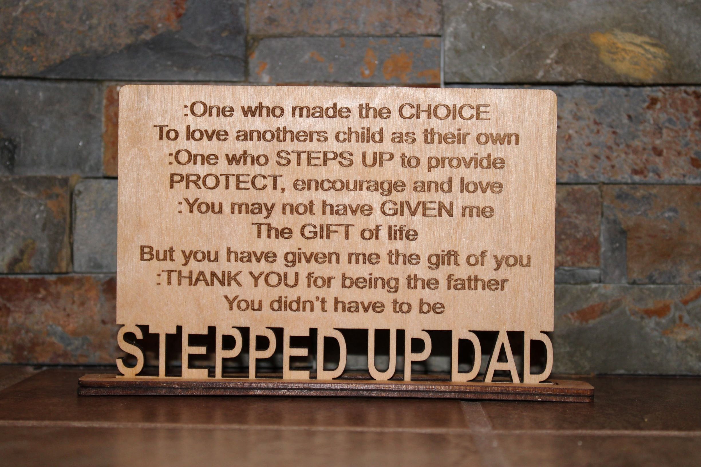 Definition of Stepped Up Dad - Wood Standing Sign Plaque - Step Dad G…