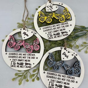 Butterfly Memorial Ornament In Memory of Ornament Christmas Memorial Gift Butterfly Ornament Funeral Gift for Memorial Service Customizable