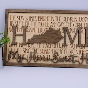 Home Sweet Home-My Old Kentucky Home-State Song Sign Wall Hanging