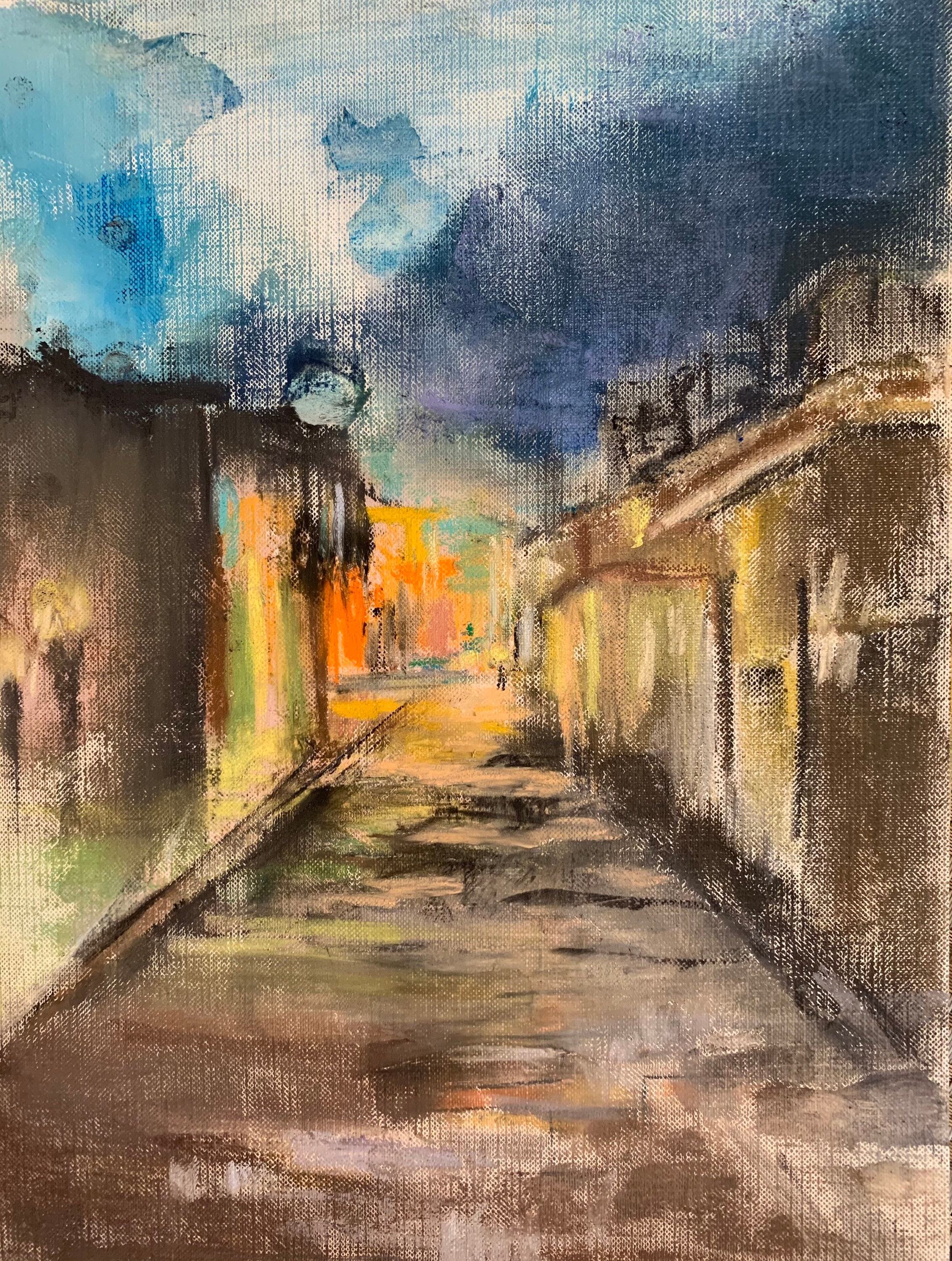 Oil and pastel Painting on canvas cityscape.meadows 9 x Etsy