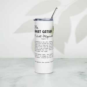 The Great Gatsby Tumbler (Illustrated Version) Closing lines, The Great Gatsby gift, The Great Gatsby cup, Bookish Gift, Book lover gift
