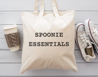 Spoonie Essentials Canvas Tote Bag, Pots awareness tote bag, chronic illness tote bag