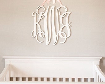 Wooden Monogram - Wall Hanging -Door Hanger - Wedding Monogram - Nursery Monogram - Wooden Initials - Bridal Shower Gift - 3 letter Monogram