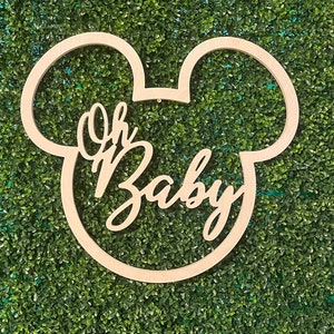 Oh Baby Wood Sign - Baby Shower Decor Oh Babies - Minnie Lover Sign Oh Baby cutout