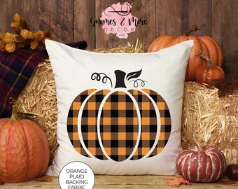 plaid pumpkin pillow