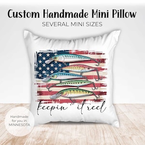 4th of july tiered tray, mini pillow, tiered tray decor, fishing tiered tray, fishing decor, flag mini pillow, dollhouse pillow