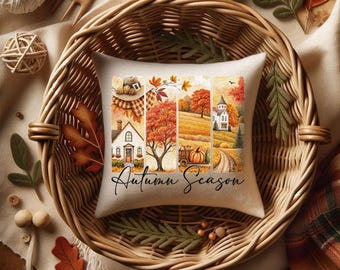 Autumn Brushstroke Mini Pillow: Fall Harvest Tiered Tray Decor