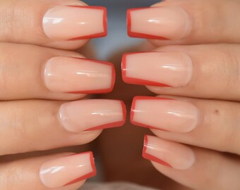 Red Coffin Nails Etsy Uk