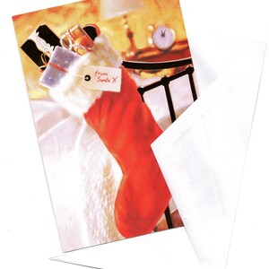 Weihnachtsmann Socke Weihnachtsbaum Urlaub Wünsche Vintage Grußkarte & frohes neues Jahr