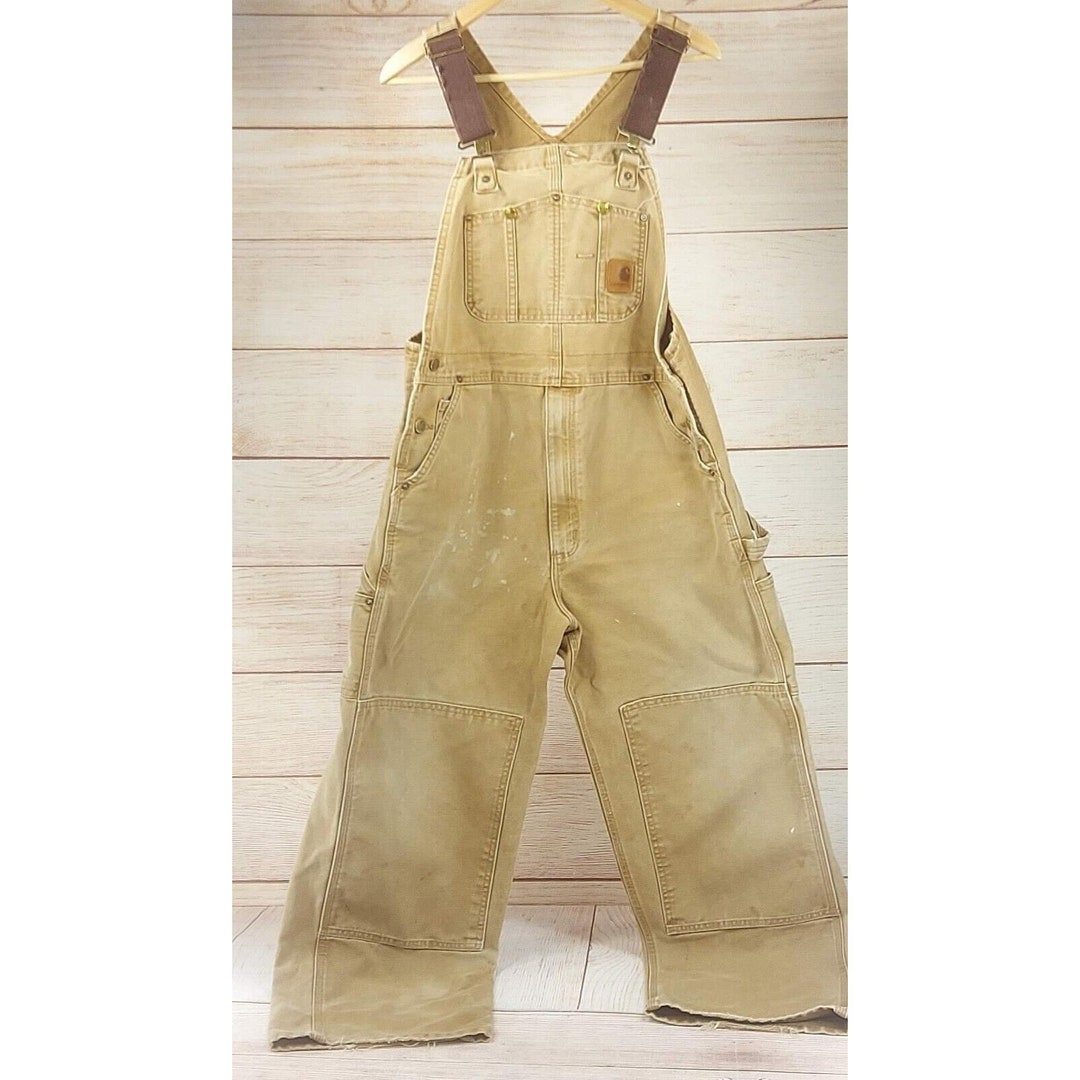 Carhartt Men Overalls Double Knee Work Pants Tan Beige Color 100