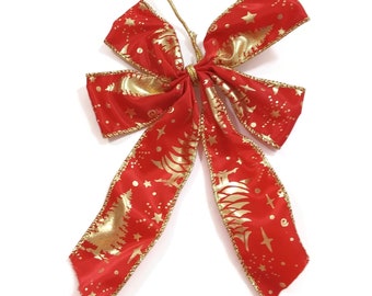 Wired Glitter Christmas Ribbon Bow Christmas Tree Decoration Ornaments Holidays