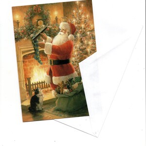 Cartão Comemorativo Árvore de Natal do Papai Noel e presentes, feriados e desejos vintage