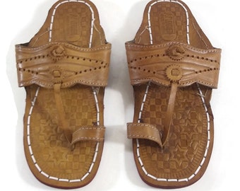| sandale flip flop pour femmes Thong Flat Handmade Cuir Chaussure d’été | Brown Tan Taille 10