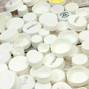 White Plastic Bottle Caps Lids Tops | Art & Craft DIY | Creative Handmade Projects | School Supply | Variety  Sizes