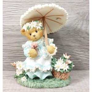 Cherished Teddies Kimberly VTG Figurine Summer Brings A Season of Warmth Hillman Collection Teddy Bear w/Ice Cream & Flowers Collectible