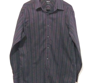 Chemise casual à manches longues rayée en coton homme Gris foncé