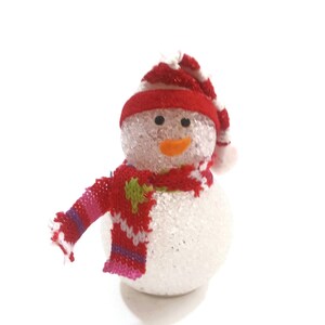 Snowman Christmas Tree Ornament Hanging Decoration Holiday Seasons Gifts Red/White Hat Vintage