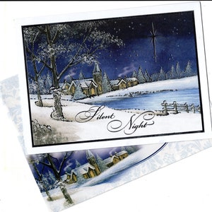 Silent Night Shiny Glowing Star Snowy Christmas Blessings Holiday Seasons Tarjeta de felicitación