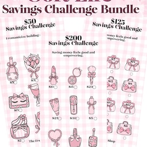 Weiches Lebensspar-Challenge-Bundle | Pink Gingham Haushaltsplaner (Digitaler Download)
