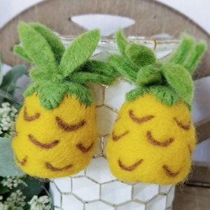 Felt Pineapple Dangle Earrings, Fruit Statement Jewelry