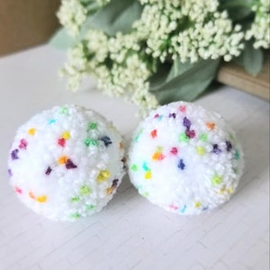 Pom Pom Earrings, Speckled Yarn Pompom Earrings, Lightweight Statement Jewelry