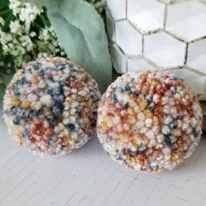 Pom Pom Earrings, Marbled Yarn Poms, Pompom Statement Earrings