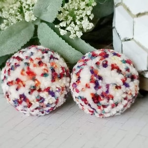 Pom Pom Earrings, Speckled Yarn Pompom Earrings, Lightweight Statement Jewelry
