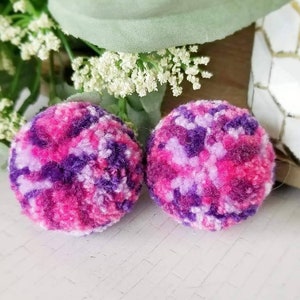 Pom Pom Earrings, Marbled Yarn Pompom Earrings, Lightweight Statement Jewelry
