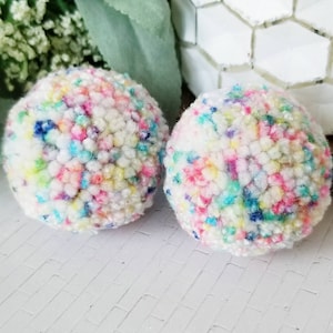 Pom Pom Earrings, Marbled Yarn Poms, Pompom Statement Earrings