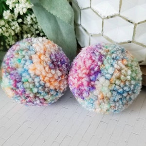 Pom Pom Earrings, Marbled Yarn Poms, Pompom Statement Earrings