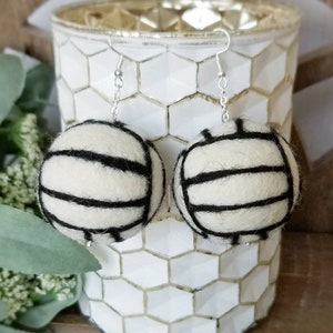 Felt Volleyball Earrings, Sports Earrings, Felted Statement Jewelry