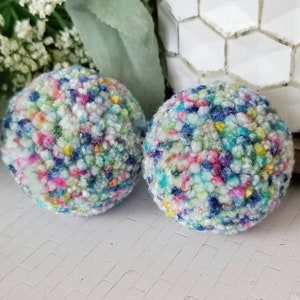 Pom Pom Earrings, Marbled Yarn Poms, Pompom Statement Earrings