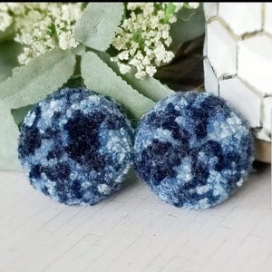 Pom Pom Earrings, Marbled Yarn Pompom Earrings, Lightweight Statement Jewelry