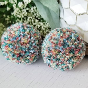 Pom Pom Earrings, Speckled Yarn, Pompom Statement Earrings