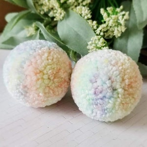 Pom Pom Earrings, Marbled Yarn Pompom Earrings, Lightweight Statement Jewelry