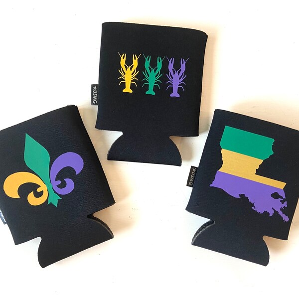 mardi gras koozie