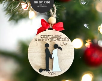 funny wedding ornament- Christmas Ornament  - Laser File SVG SCORE