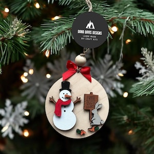 Funny Christmas Ornament snowman Laser File SVG SCORE