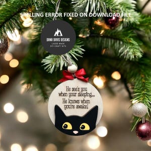 Divertente gatto Ornamento di Natale File Laser SVG PUNTEGGIO