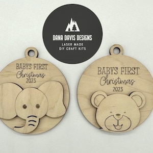 babys first christmas animal ornament svg file laser svg SCORE