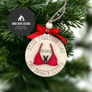 funny friend Christmas ornament laser svg file SCORE