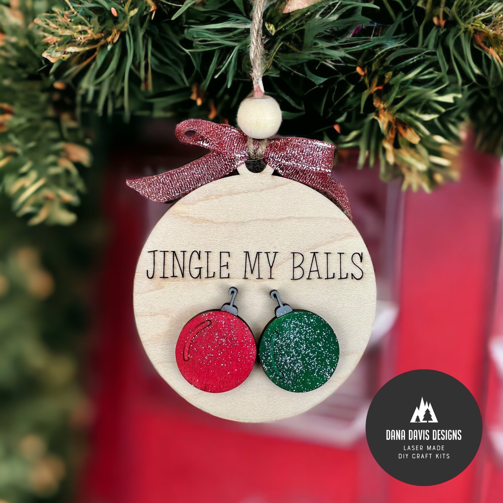 jingle my balls adult funny ornament laser SVG file SCORE